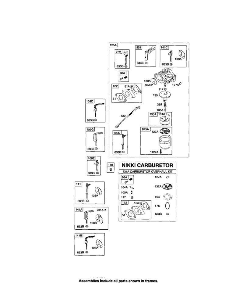 Carburetor Diagram and Parts List for 210400 0035-0570 Briggs and Stratton Engine